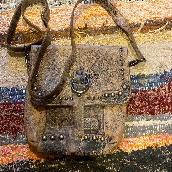 Bed Stu Bags Bed Stu Distressed Studded Leather Crossbody Poshmark